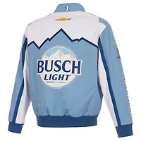 Veste de course en sergé bleu clair/blanc Ross Chastain 2026 Busch Light pour homme, JH Design