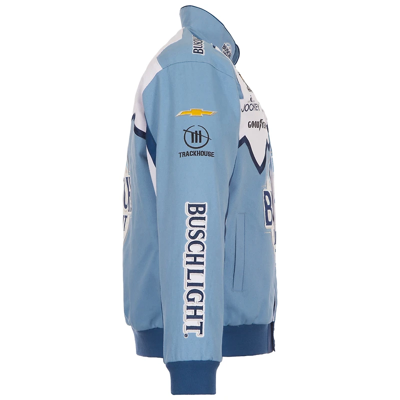 Men's JH Design Light Blue/White Ross Chastain 2026 Busch Full-Snap Twill Racing Jacket