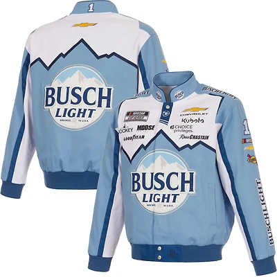 Men's JH Design Light Blue/White Ross Chastain 2026 Busch Full-Snap Twill Racing Jacket