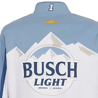 Veste d'uniforme légère en sergé à boutons-pression Ross Chastain Busch pour homme de JH Design, blanche/bleu clair