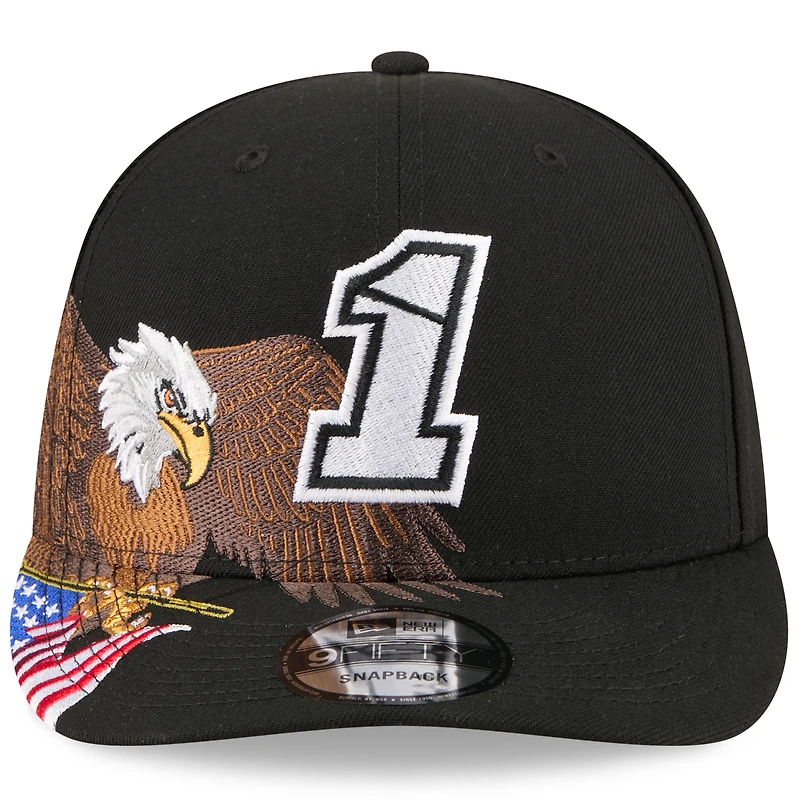 Men's New Era Black Ross Chastain Patriotic Eagle & Flag A-Frame 9FIFTY Snapback Hat