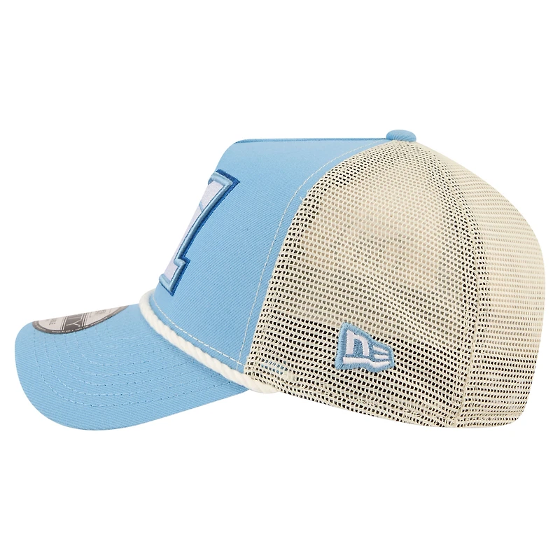 Casquette trucker New Era bleu clair pour homme, modèle Ross Chastain Trackhouse Driver Number A-Frame 9FORTY, ajustable.
