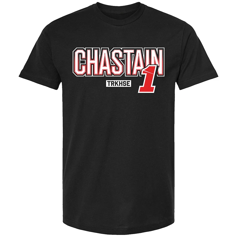 T-shirt de voiture Ross Chastain noir la collection Trackhouse Racing Team pour hommes