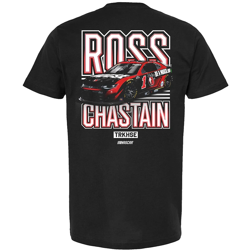 T-shirt de voiture Ross Chastain noir la collection Trackhouse Racing Team pour hommes