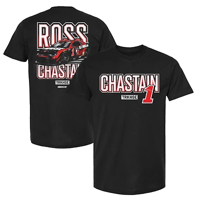 T-shirt de voiture Ross Chastain noir la collection Trackhouse Racing Team pour hommes