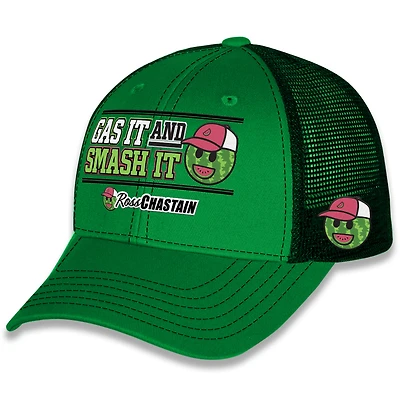 Casquette Melon Man verte Ross Chastain Gas It or Smash It pour homme de la collection Trackhouse Racing Team