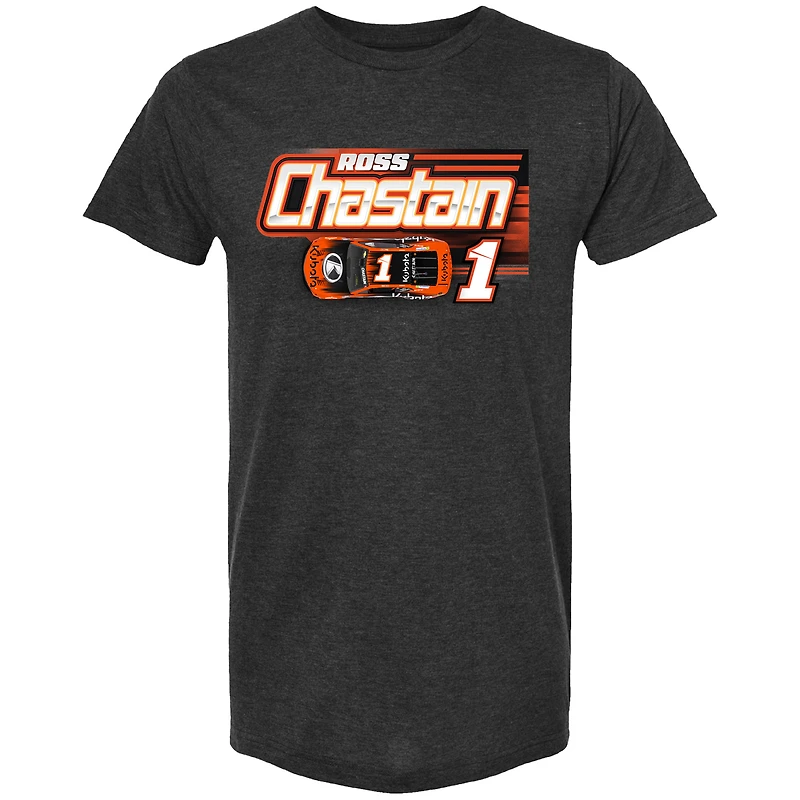 T-shirt pour homme de la collection Trackhouse Racing Team Heather Anthracite avec voiture Ross Chastain Kubota