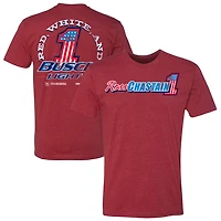 T-shirt pour homme Trackhouse Racing Team Collection Heather Red avec nom et numéro de Ross Chastain