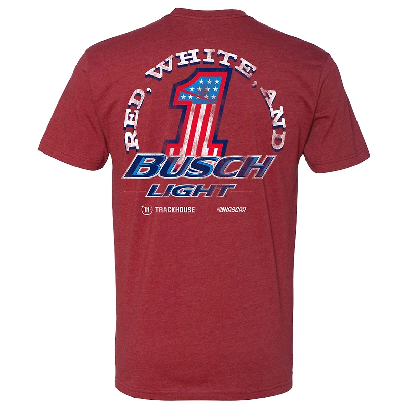 T-shirt pour homme Trackhouse Racing Team Collection Heather Red avec nom et numéro de Ross Chastain