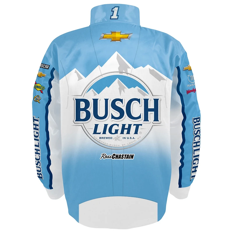 Men's Trackhouse Racing Team Collection Light Blue Ross Chastain Busch Full-Snap Nylon Uniform Jacket