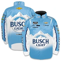 Veste d'uniforme en nylon bleu clair Ross Chastain Busch Light Full-Snap pour homme de la collection Trackhouse Racing Team