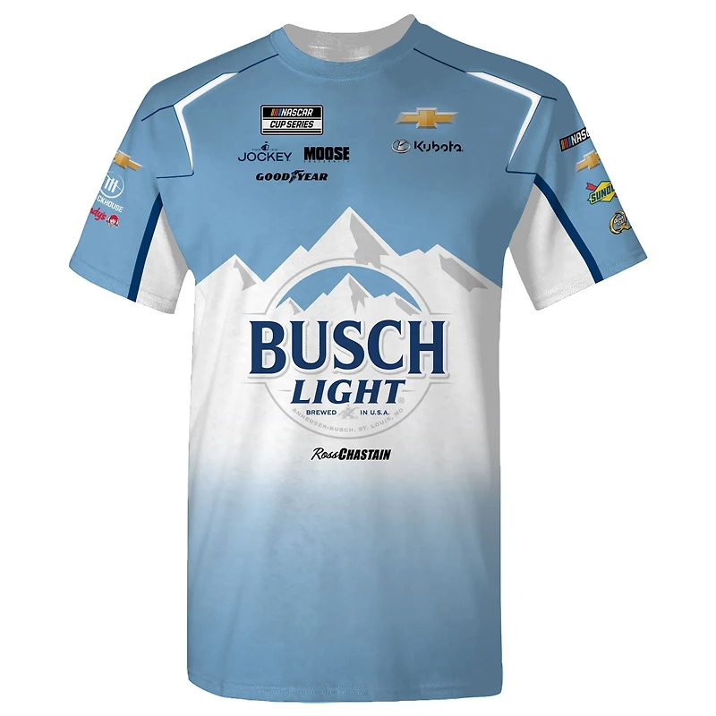 T-shirt bleu clair pour homme de la collection Trackhouse Racing Team Ross Chastain Busch Light Uniform