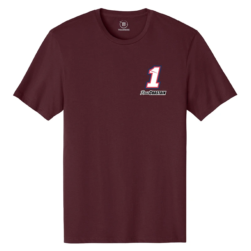 T-shirt homme Trackhouse Racing Team Collection Bordeaux Ross Chastain Busch Light Apple Car