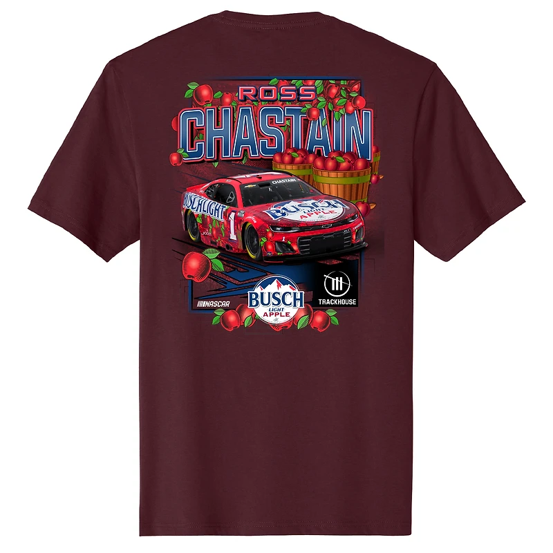 T-shirt homme Trackhouse Racing Team Collection Bordeaux Ross Chastain Busch Light Apple Car