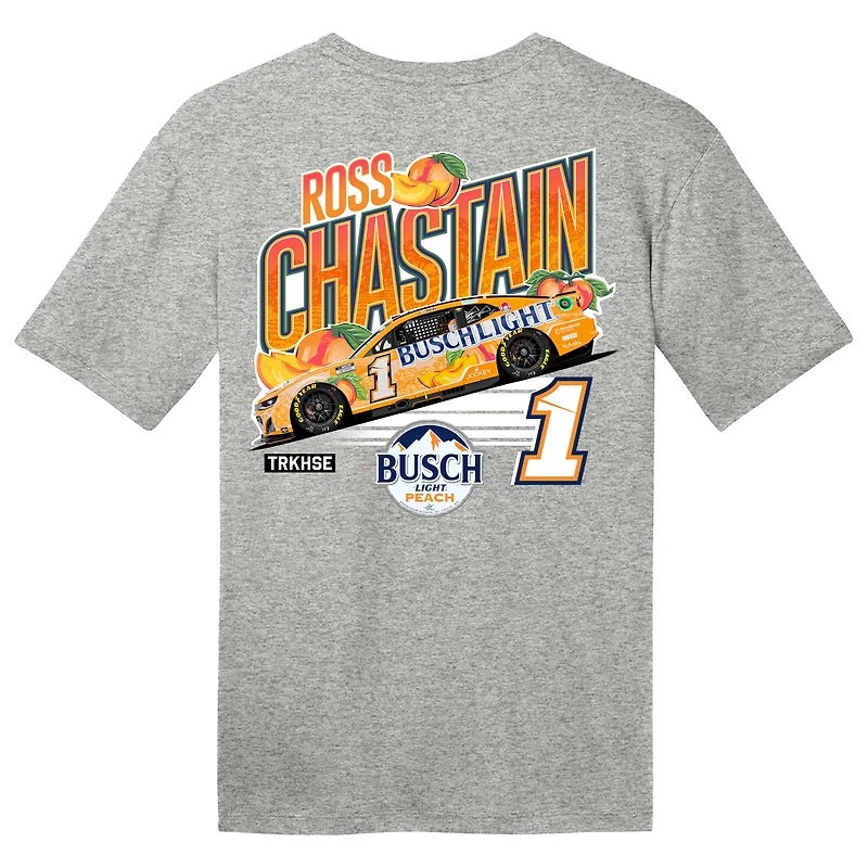 T-shirt pour hommes Trackhouse Racing Team Collection Steel Heather Ross Chastain Busch pêche clair