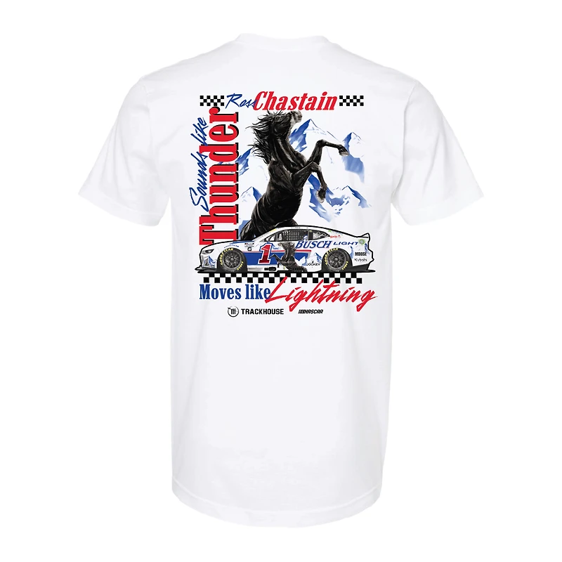 Men's Trackhouse Racing Team Collection White Ross Chastain #1 2025 Busch Light Retro T-Shirt