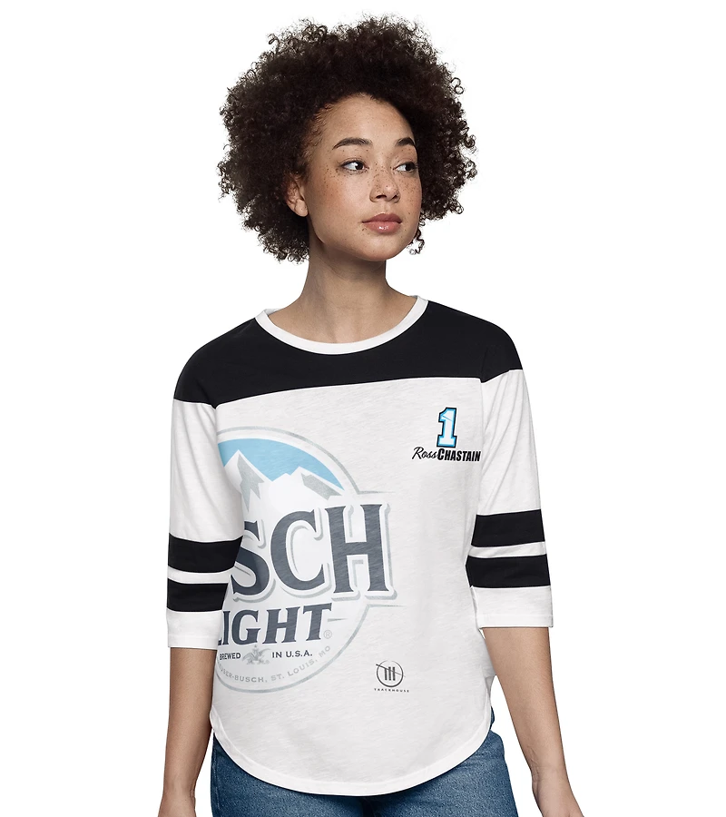 Women's Starter White Ross Chastain Grand Slam 3/4-Sleeve T-Shirt