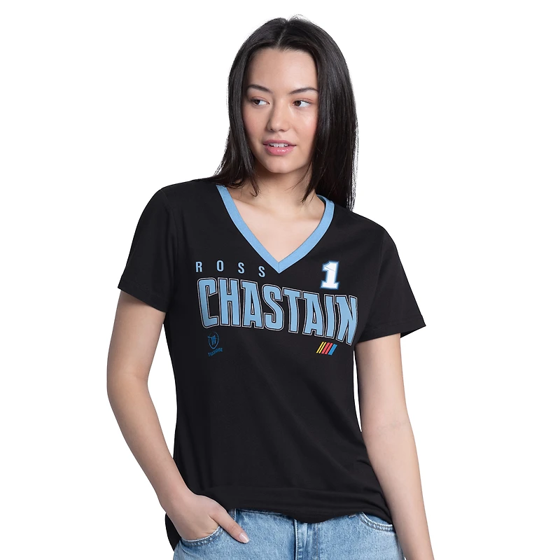 Women's G-III 4Her by Carl Banks  Black Ross Chastain Best Team V-Neck T-Shirt