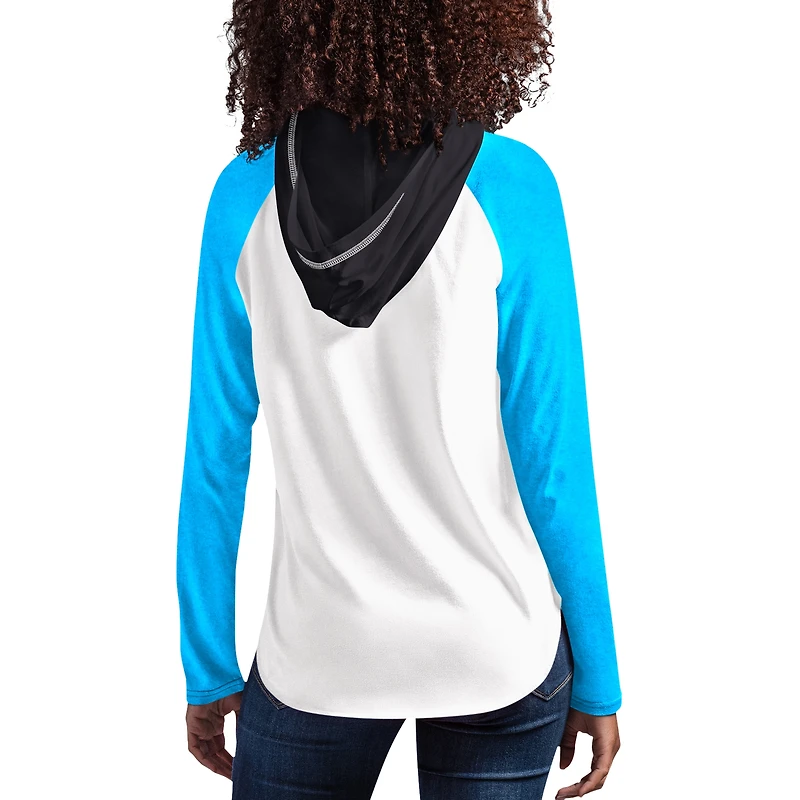 T-shirt blanc à manches longues et capuche G-III 4Her par Carl Banks pour femmes Ross Chastain MVP Raglan
