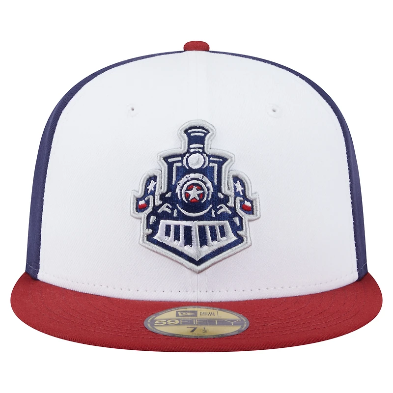 Men's New Era  White/Red Round Rock Express Authentic Collection 59FIFTY Fitted Hat