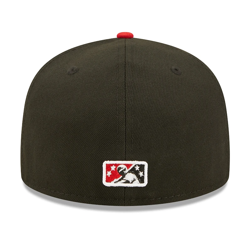 Casquette ajustée New Era Round Rock Express 59FIFTY noire et rouge pour homme, motif Senators noirs.