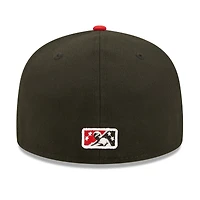 Casquette ajustée New Era Round Rock Express 59FIFTY noire et rouge pour homme, motif Senators noirs.