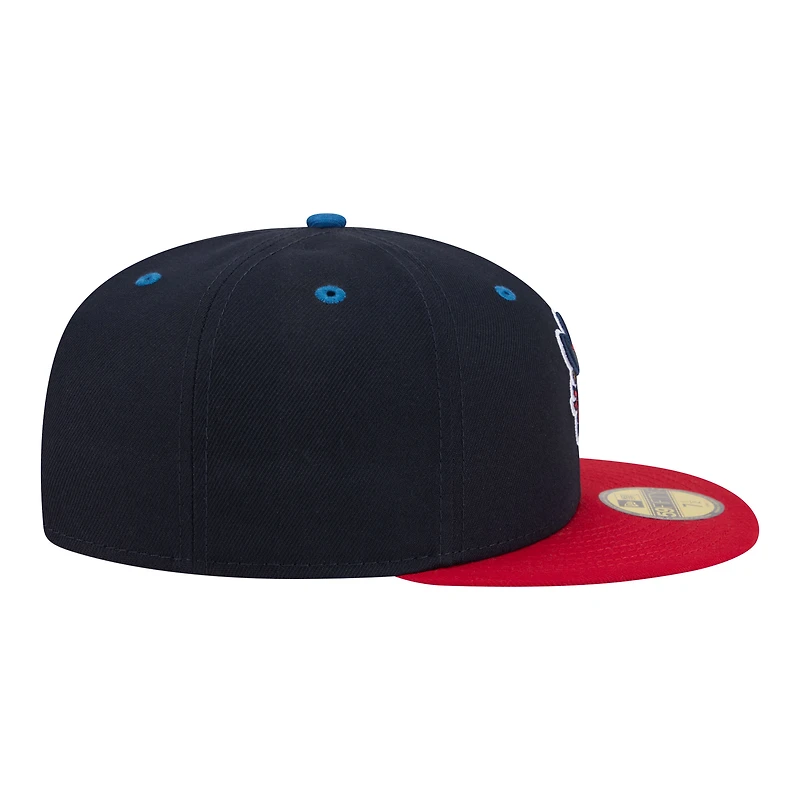 Casquette ajustée New Era 59FIFTY pour homme, bleu marine et rouge, Round Rock Express, soirées thématiques des ligues mineures