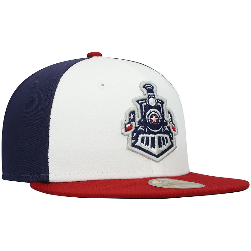 Casquette ajustée ronde Rock Express Authentic Collection Team Alternate 59FIFTY New Era pour homme, blanc/bleu marine