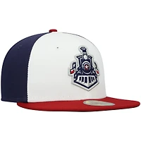 Casquette ajustée ronde Rock Express Authentic Collection Team Alternate 59FIFTY New Era pour homme, blanc/bleu marine