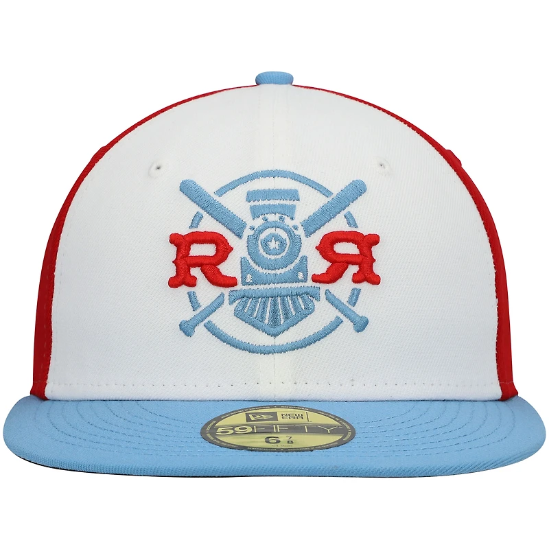 Men's New Era White Round Rock Express Authentic Collection Team Alternate 59FIFTY Fitted Hat