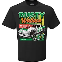Men's Checkered Flag Black Rusty Wallace '89 NASCAR Cup Series Champion T-Shirt