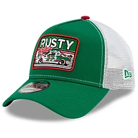 Men's New Era Green/White Rusty Wallace Legends 9FORTY A-Frame Adjustable Trucker Hat