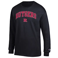 Men's Champion  Black Rutgers Scarlet Knights Arch Over Logo Long Sleeve T-Shirt