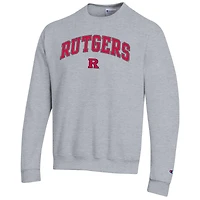 Sweat-shirt à capuche avec logo Arch Over Champion Heather Gray Rutgers Scarlet Knights pour homme