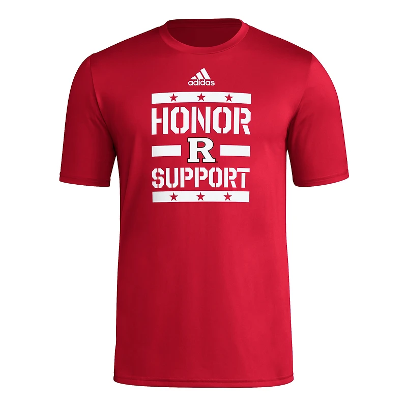 Men's adidas Scarlet Rutgers Knights Honor & Support Pre-Game T-Shirt