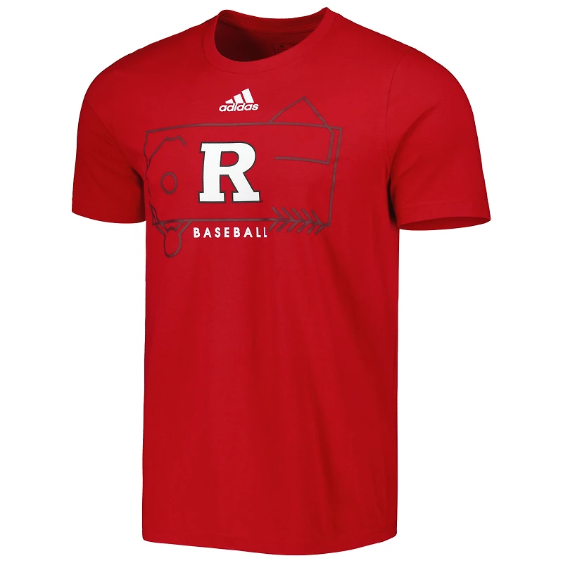 Men's adidas Scarlet Rutgers Knights Locker Lines Baseball Fresh T-Shirt