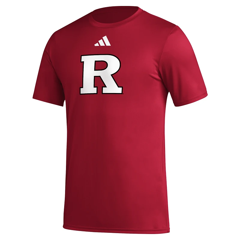 T-shirt d'avant-match AEROREADY avec logo du casier principal des Scarlet Knights pour hommes adidas Rutgers