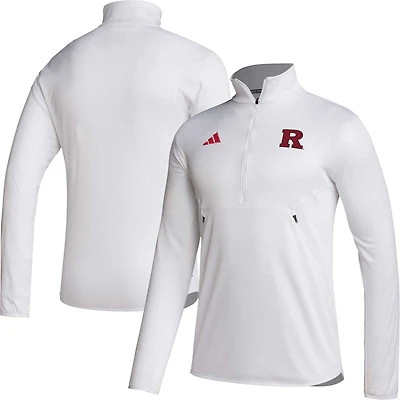 Men's adidas White Rutgers Scarlet Knights 2023 Sideline AEROREADY Half-Zip Top