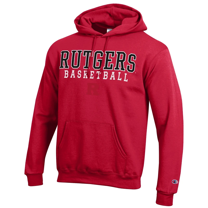 Sweat à capuche Champion Scarlet Rutgers Knights Basketball Stack pour homme