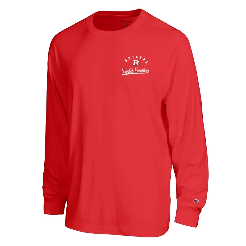 Men's Champion  Scarlet Rutgers Knights Laminated All-Star Long Sleeve T-Shirt