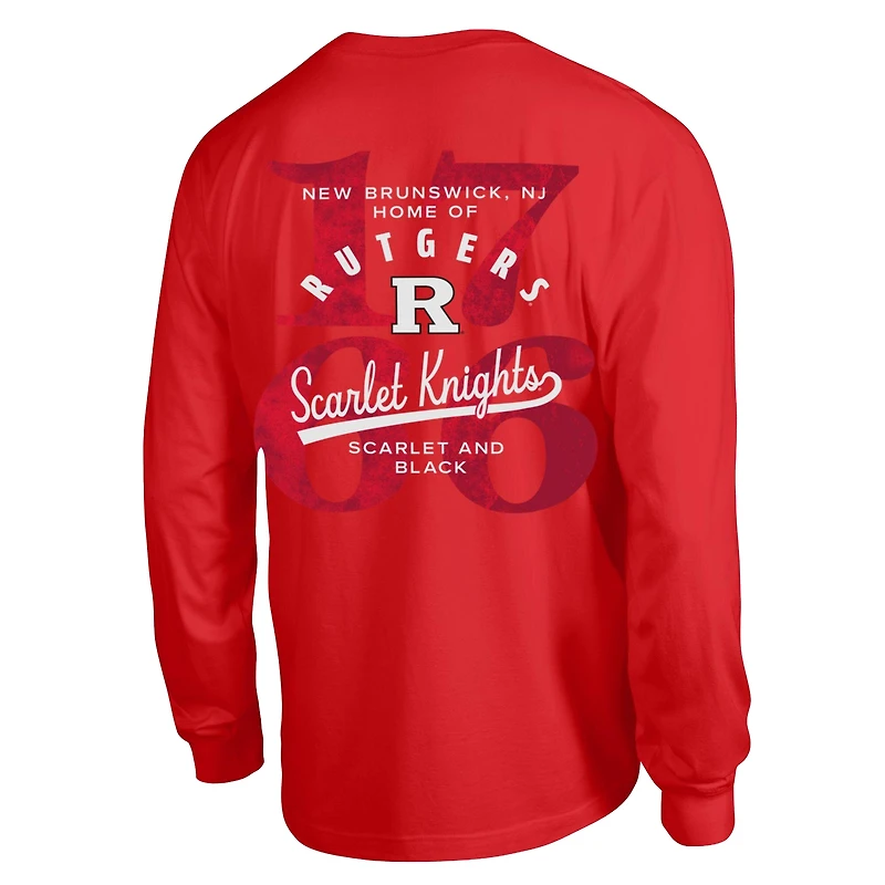 Men's Champion  Scarlet Rutgers Knights Laminated All-Star Long Sleeve T-Shirt