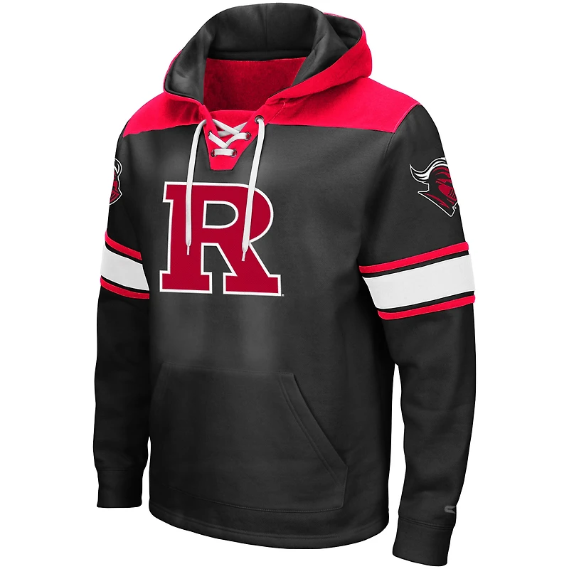 Men's Colosseum Black Rutgers Scarlet Knights 2.0 Lace-Up Pullover Hoodie