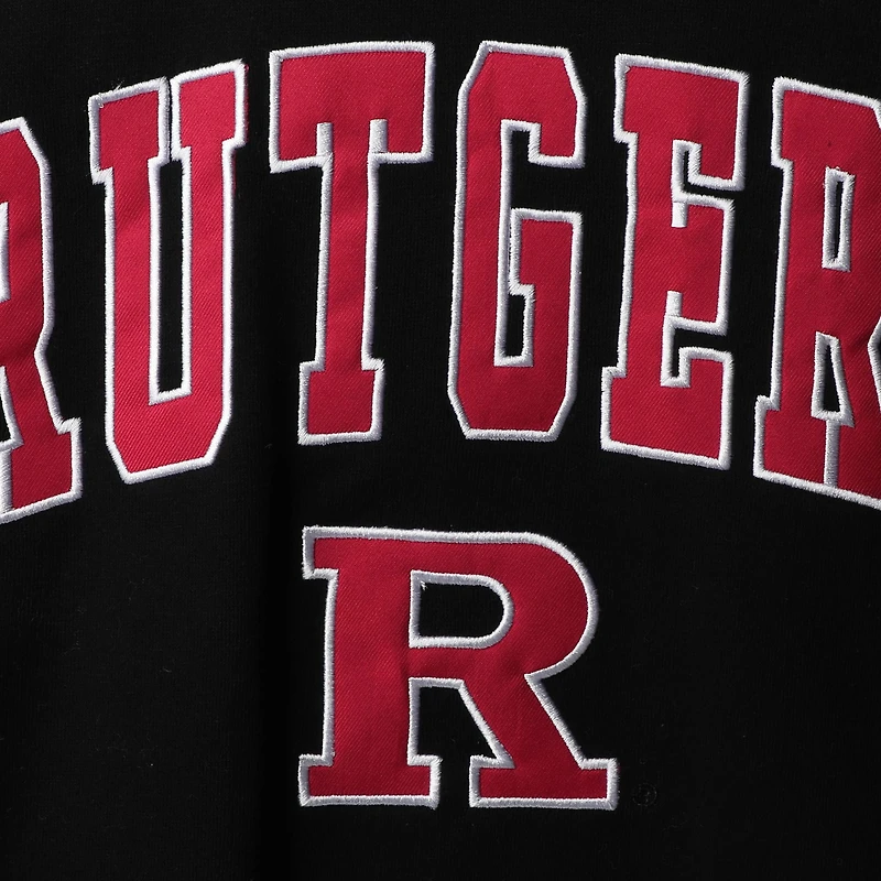 Men's Colosseum Black Rutgers Scarlet Knights Arch & Logo Crew Neck Sweatshirt