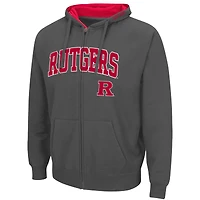 Sweat à capuche entièrement zippé Colosseum Charcoal Rutgers Scarlet Knights Arch & Logo 3.0 pour homme