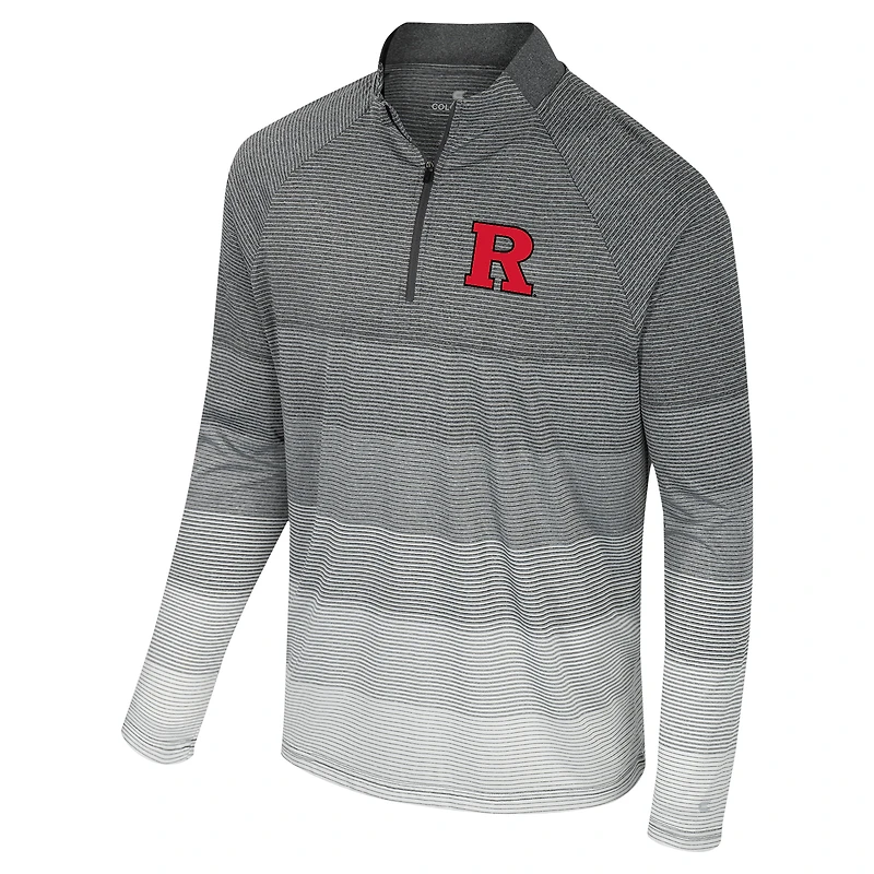 Men's Colosseum  Gray Rutgers Scarlet Knights AI Striped Mesh Quarter-Zip Raglan Windshirt