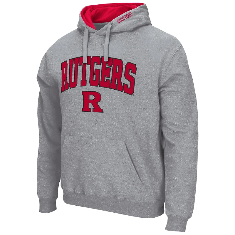 Chandail à capuchon Colosseum Arch & Logo 3.0 Rutgers Scarlet Knights gris chiné pour homme