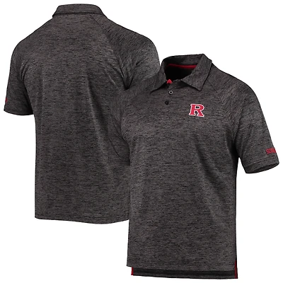 Colosseum Heathered Black Polo raglan Rutgers Scarlet Knights pour homme