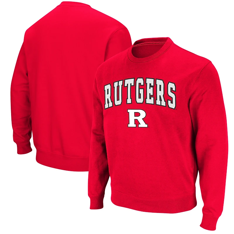 Men's Colosseum Scarlet Rutgers Knights Arch & Logo Crew Neck Sweatshirt