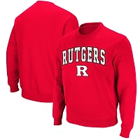 Men's Colosseum Scarlet Rutgers Knights Arch & Logo Crew Neck Sweatshirt