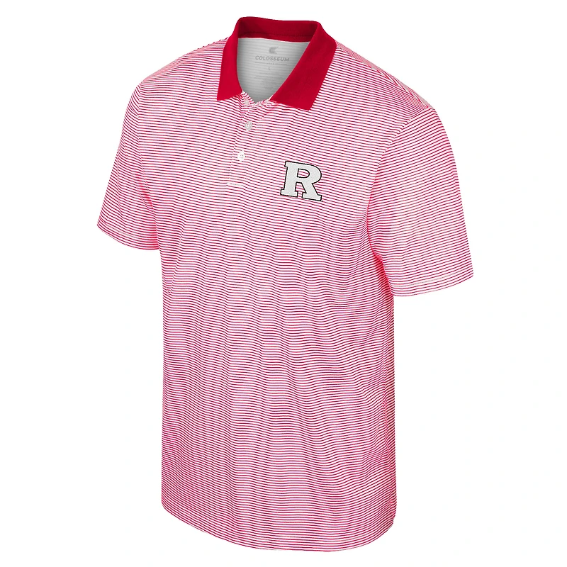 Colosseum White/Scarlet Rutgers Scarlet Knights Print Stripe Polo Homme